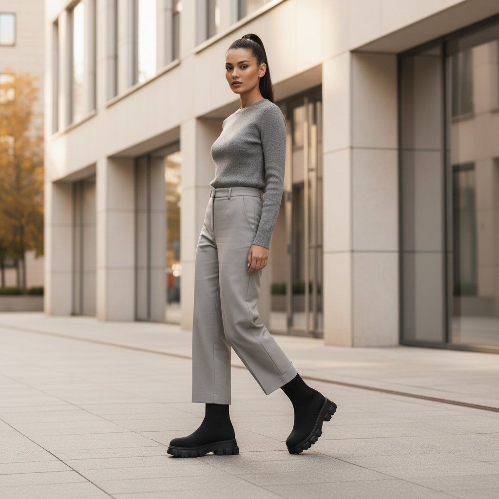 Women's knitted sock-style ankle boots urban lifestyle