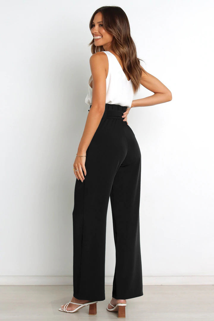 Straight Leg Trousers with Bow Detail for Effortless Style