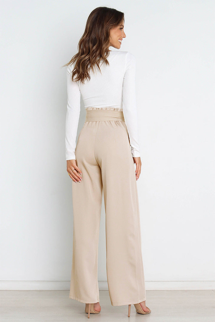 Straight Leg Trousers with Bow Detail for Effortless Style