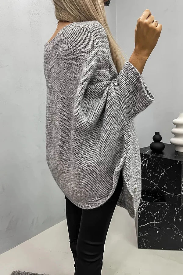 Ribbed Knit Poncho Top for Comfortable Layering