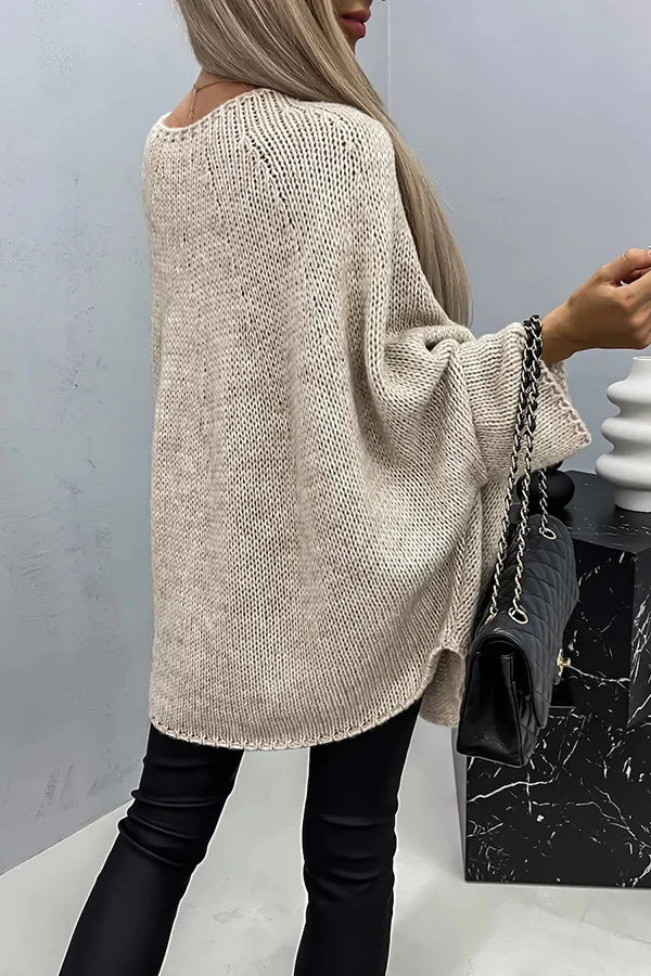 Ribbed Knit Poncho Top for Comfortable Layering