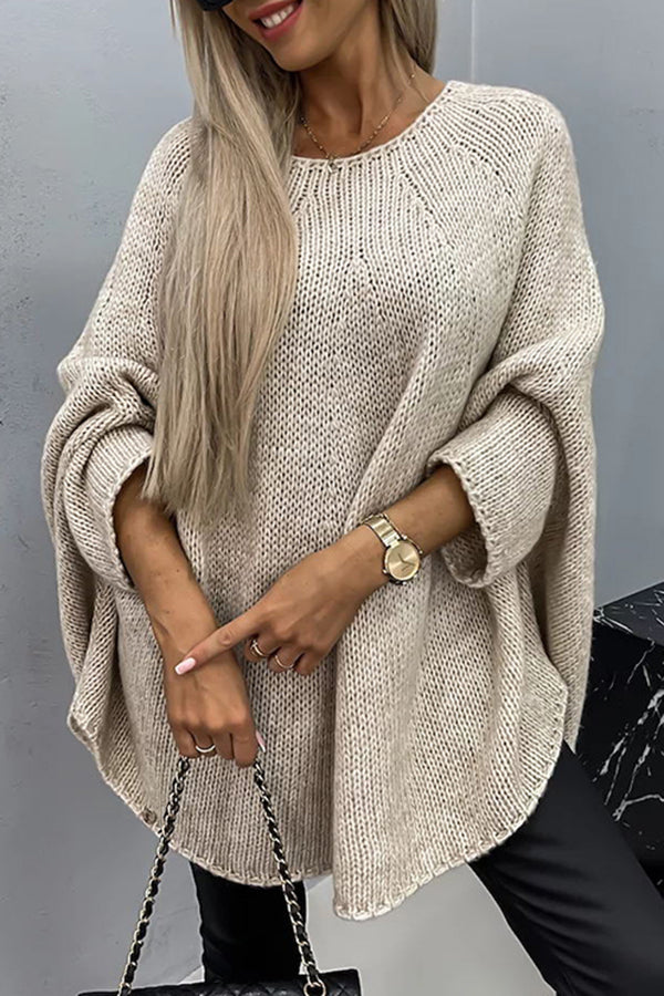 Ribbed Knit Poncho Top for Comfortable Layering
