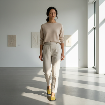 Square toe slingback sandals styled in minimalist interior - lifestyle photography