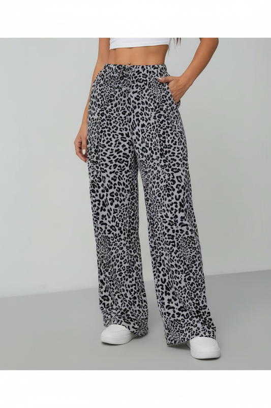 Leopard print wide-leg trousers - product view 1