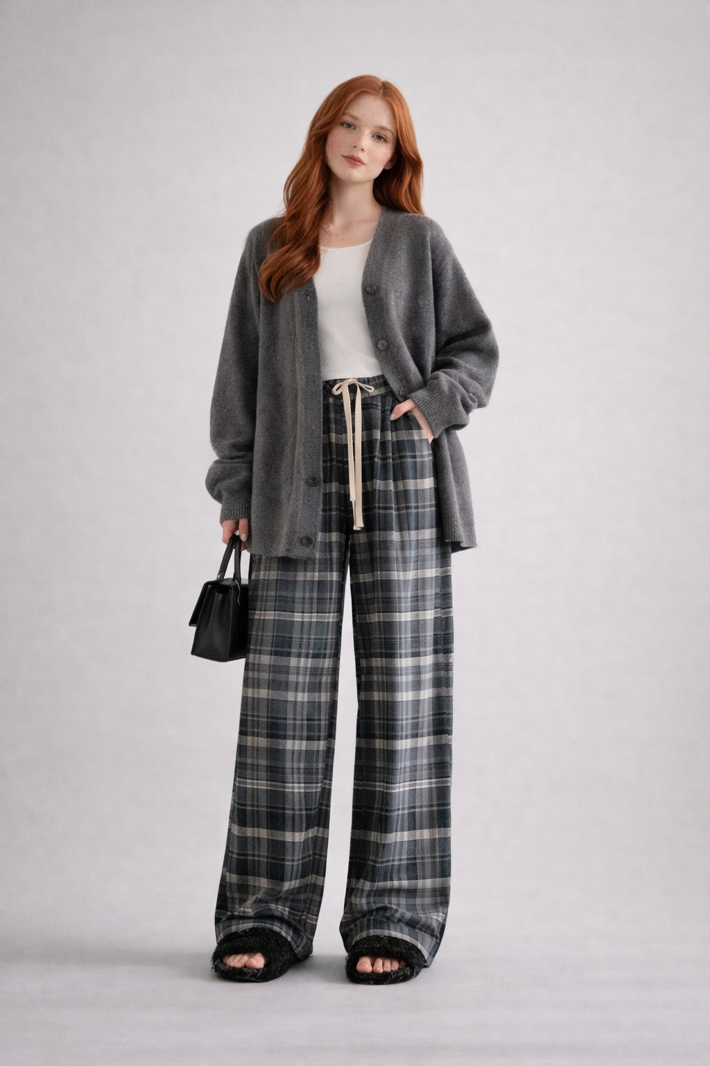 Wide-Leg Check Trousers for Women | Comfortable Everyday Fit
