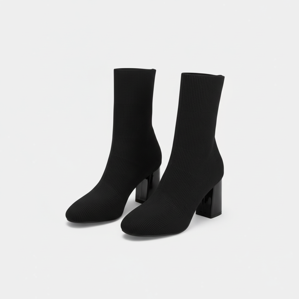Women's knit sock-style ankle boots - main product