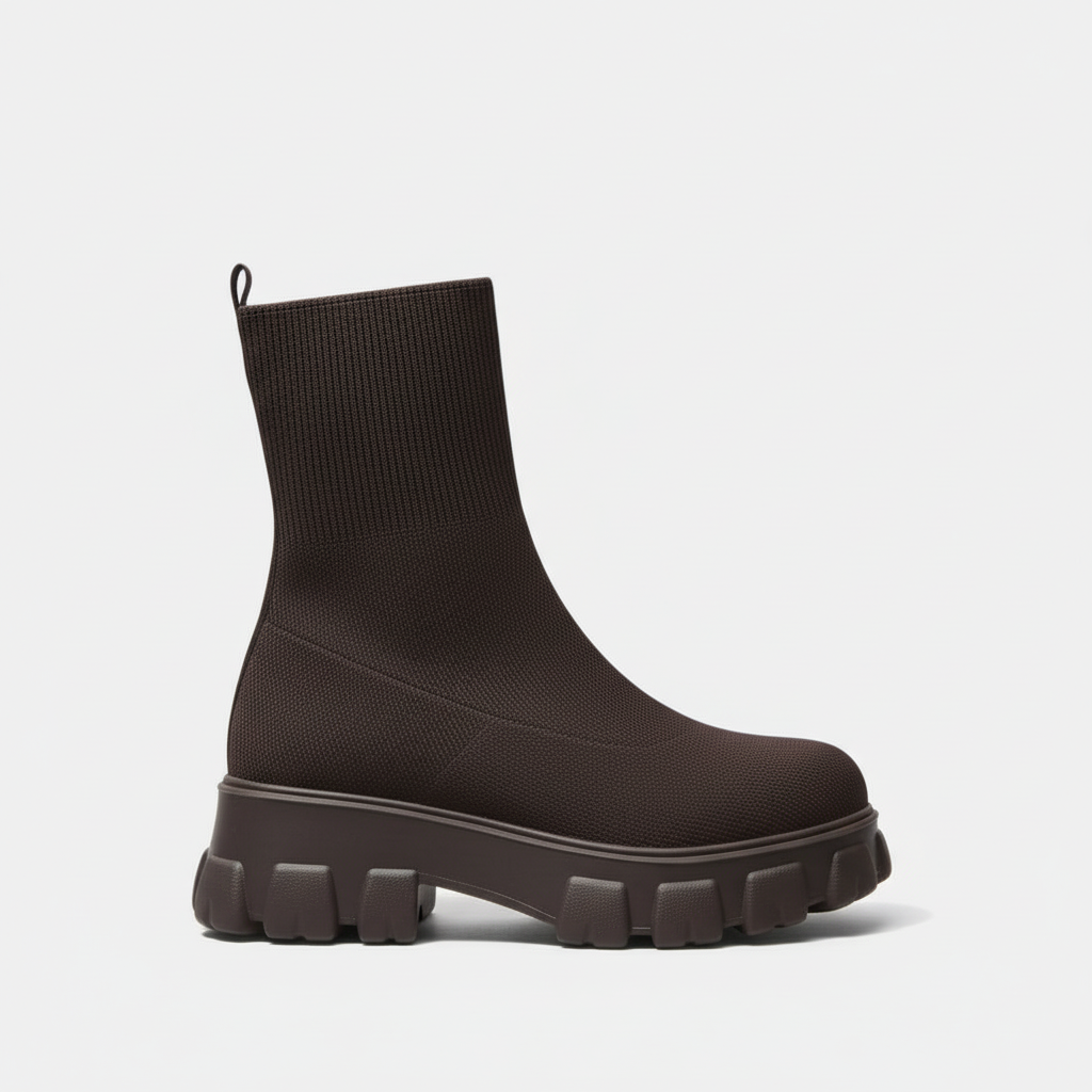 Women's knitted sock-style ankle boots - main product