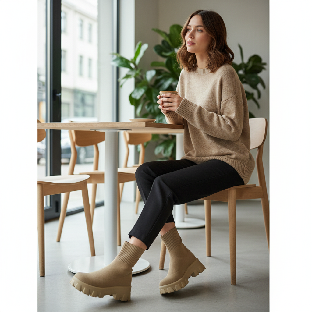 Women's knitted sock-style ankle boots refined lifestyle