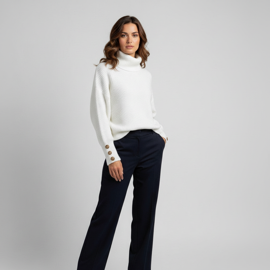 Women's turtleneck sweater in white