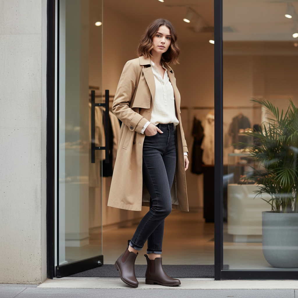 Women's waterproof Chelsea rain boots refined lifestyle